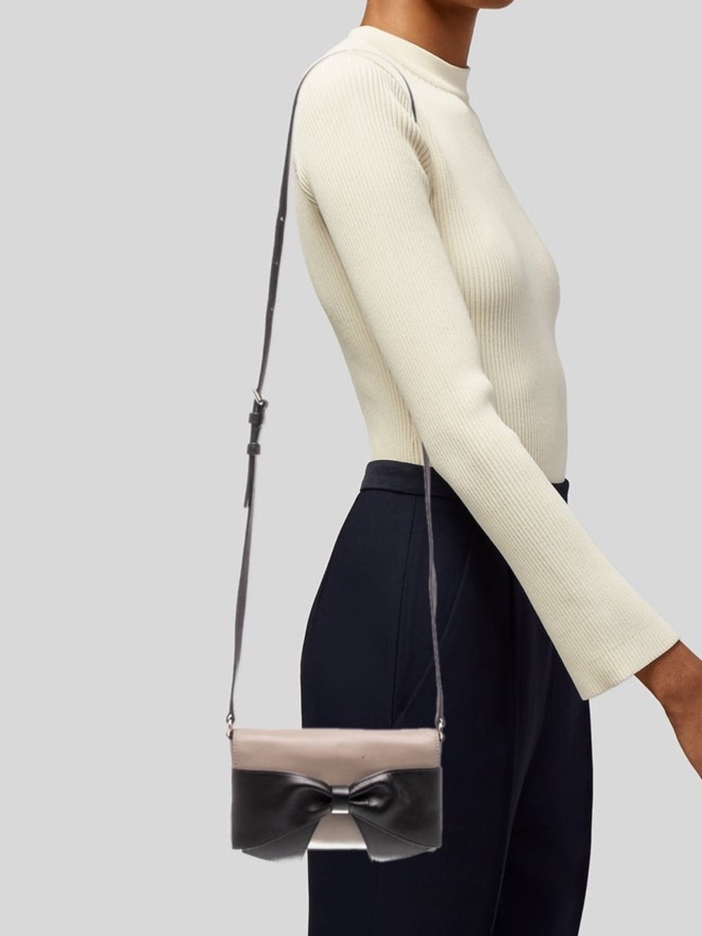 Kate Spade Bow Accent Two-Tone Leather Crossbody Bag - Black & Taupe